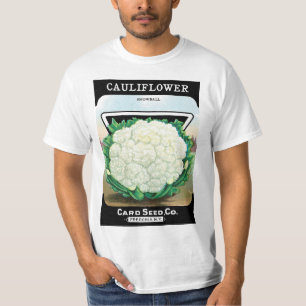 Vintage-Samenpaket-Label-Kunst, Blumenkohl-Gemüse T-Shirt