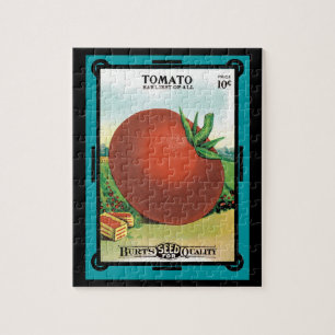 Vintage-Samenpaket-Label-Kunst, Burt's Seed Tomato Puzzle