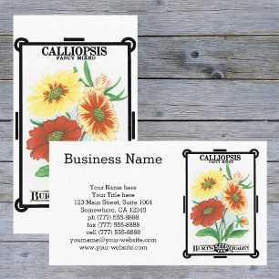 Vintage-Samenpaket-Label-Kunst, Calliopsis-Blumen Visitenkarte