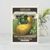 Vintage-Samenpaket-Label-Kunst Gelber Sommersquash (Stehend Vorderseite)