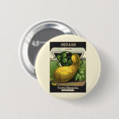 Vintage-Samenpaket-Label-Kunst Gelber Sommersquash Button (Vorne & Hinten)