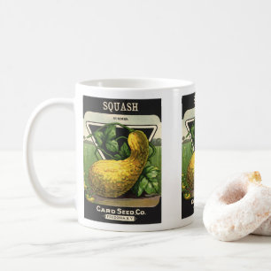 Vintage-Samenpaket-Label-Kunst Gelber Sommersquash Kaffeetasse