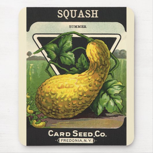 Vintage-Samenpaket-Label-Kunst Gelber Sommersquash Mousepad (Vorne)