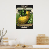 Vintage-Samenpaket-Label-Kunst Gelber Sommersquash Poster (Küche)