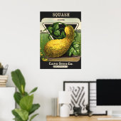 Vintage-Samenpaket-Label-Kunst Gelber Sommersquash Poster (Heimbüro)