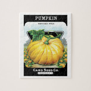 Vintage-Samenpaket-Label-Kunst, Halloween-Kürbis Puzzle