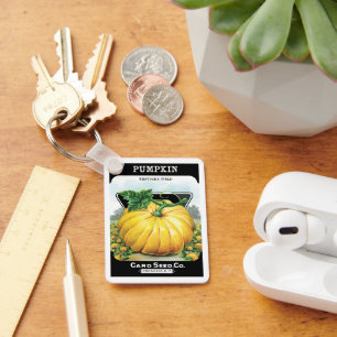 Vintage-Samenpaket-Label-Kunst, Halloween-Kürbis Schlüsselanhänger