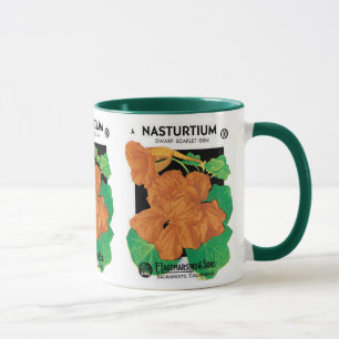 Vintage-Samenpaket-Label-Kunst, Kapuzinerkresse-Bl Tasse