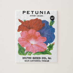 Vintage-Samenpaket-Label-Kunst, Petunienblumen Puzzle