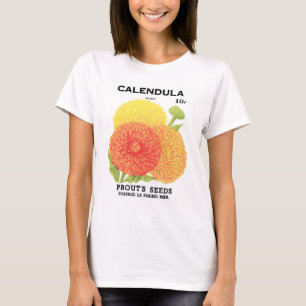 Vintage-Samenpaket-Label-Kunst, Ringelblumen T-Shirt