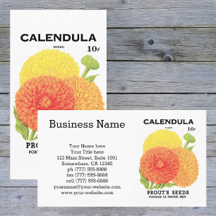 Vintage-Samenpaket-Label-Kunst, Ringelblumen Visitenkarte