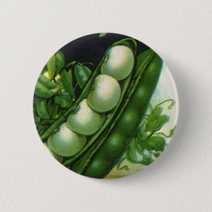 Vintage-Samenpaket-Label-Kunst, Stangen-Limabohnen Button