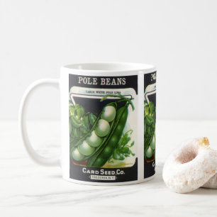 Vintage-Samenpaket-Label-Kunst, Stangen-Limabohnen Kaffeetasse