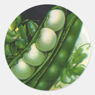 Vintage-Samenpaket-Label-Kunst, Stangen-Limabohnen Runder Aufkleber
