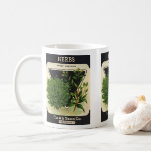 Vintage-Samenpaket-Label-Kunst Süßer Majoran Kräut Kaffeetasse