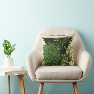 Vintage-Samenpaket-Label-Kunst Süßer Majoran Kräut Kissen