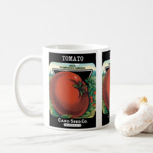 Vintage-Samenpaket-Label-Kunst, Tomate Pomodoro Kaffeetasse