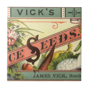 Vintage-Samenpaket-Label-Kunst, Vick's Choice Seed Fliese