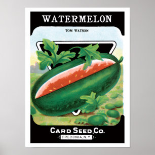 Vintage-Samenpaket-Label-Kunst, Wassermelonen Obst Poster