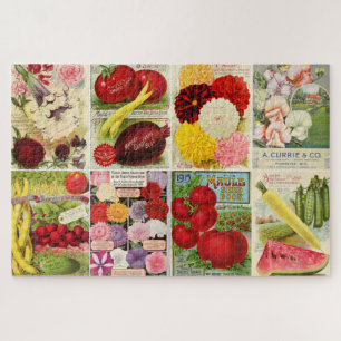 Vintage-Samenpakete und Kataloge Puzzle