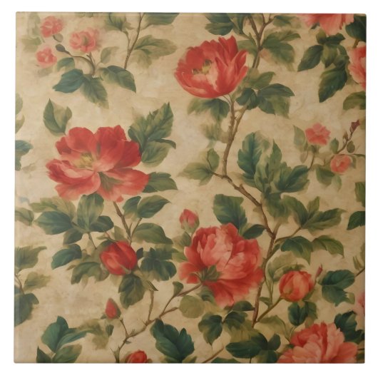 Vintage Sammlung von Blumenbeeren Fliese (Vorderseite)