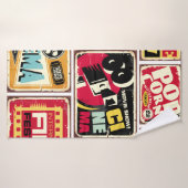 Vintage Sammlung von Kinozinnschildern. Filmbranch Badehandtuch (Badehandtuch)