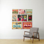 Vintage Sammlung von Kinozinnschildern. Filmbranch Wandteppich (Beispiel)