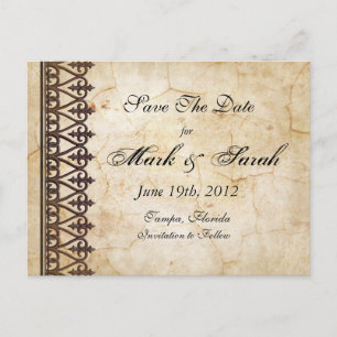 Vintage Sammlung von Pergament Save the Date Ankündigungspostkarte