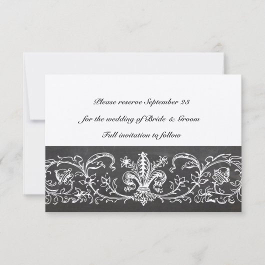 Vintage Sampler-Platine Save the Date (Vorderseite)