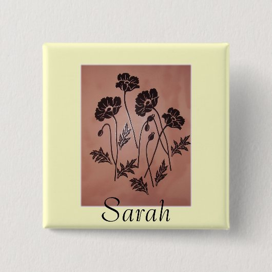 Vintage Samt-Mohnblumen Button (Vorderseite)