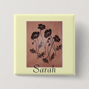 Vintage Samt-Mohnblumen Button