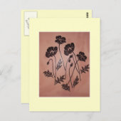 Vintage Samt-Mohnblumen Postkarte (Vorne/Hinten)