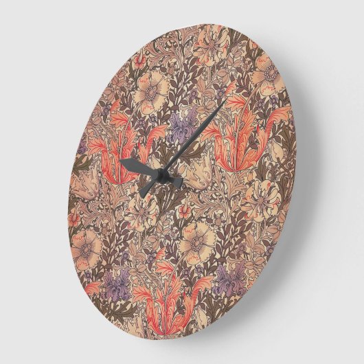 Vintage samtene Blumendrucke Große Wanduhr (Winkel)