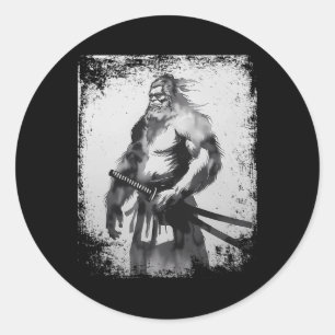 Vintage-Samurai-Bigfoot-japanische Kunst Anime Runder Aufkleber