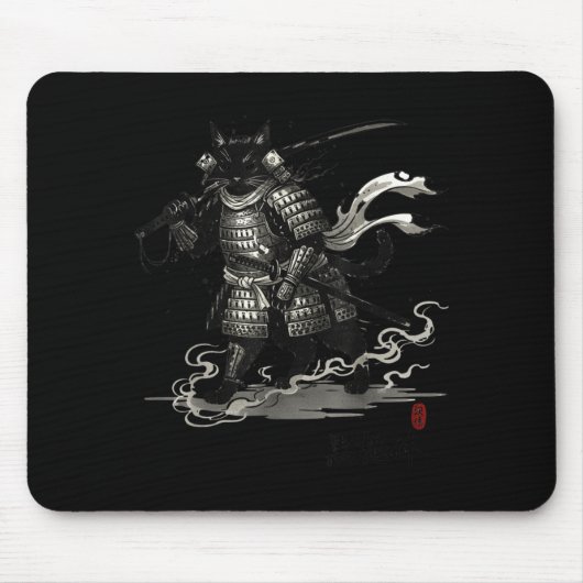 Vintage Samurai Cat Japanese Shirt  Mousepad (Vorne)