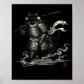 Vintage Samurai Cat Japanese Shirt Poster (Vorne)