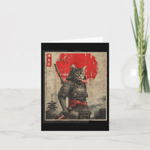 Vintage-Samurai-Katze japanische Grafik-Shirts Her Karte