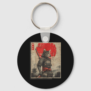 Vintage-Samurai-Katze Japanische Grafik-T-Shirts H Schlüsselanhänger