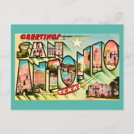 Vintage San Antonio Greetings Postkarte  (Vorderseite)