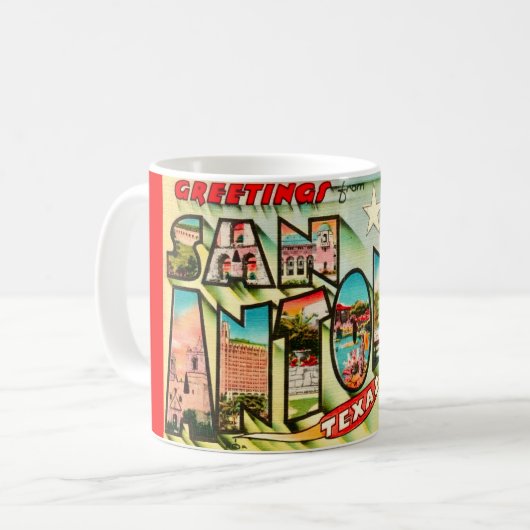 Vintage San Antonio Postcard Mug Kaffeetasse (Vorderseite Links)