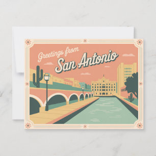 Vintage San Antonio Postkarte Grüße aus