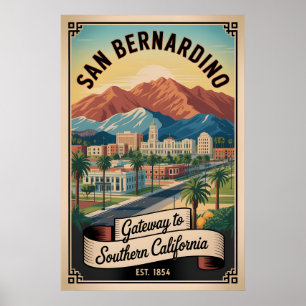 Vintage San Bernardino Kalifornien Retro-Reise Poster