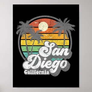 Vintage San Diego Beach Kalifornien Surfen Retro S Poster
