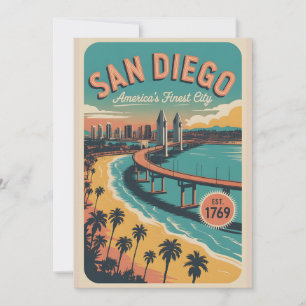 Vintage San Diego Kalifornien Retro-Reiseziel Feiertagskarte
