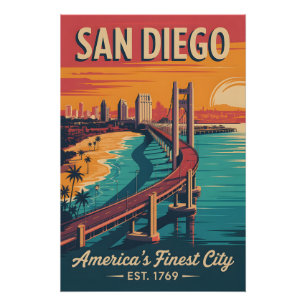 Vintage San Diego Kalifornien Retro-Reiseziel Poster