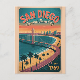 Vintage San Diego Kalifornien Retro-Reiseziel Postkarte