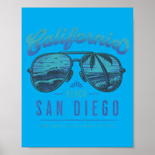 Vintage San Diego Kalifornien Sonnenbrille Strand  Poster