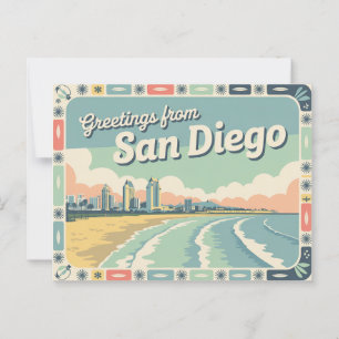 Vintage San Diego Postkarte Grüße aus