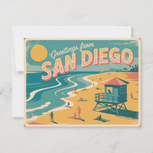 Vintage San Diego Postkarte Grüße aus