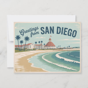 Vintage San Diego Postkarte   Grüße aus